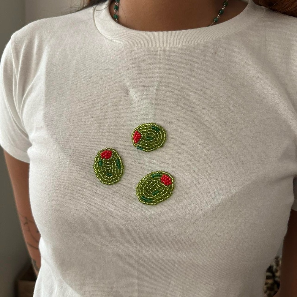 Beaded Olive Baby Tee